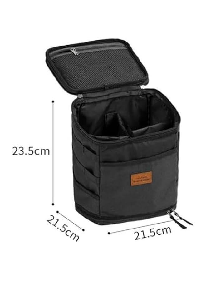Picnic Storage Bag, Camping Tote Bag, Camping Storage Bag, Gas Tank Storage Bag for Backpacking, Black, 21.5cmx21.5cmx23.5cm  - Image 2
