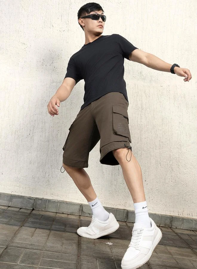 Hubberholme Printed Pocket Cargo Shorts with Toggle Drawstring by Styli