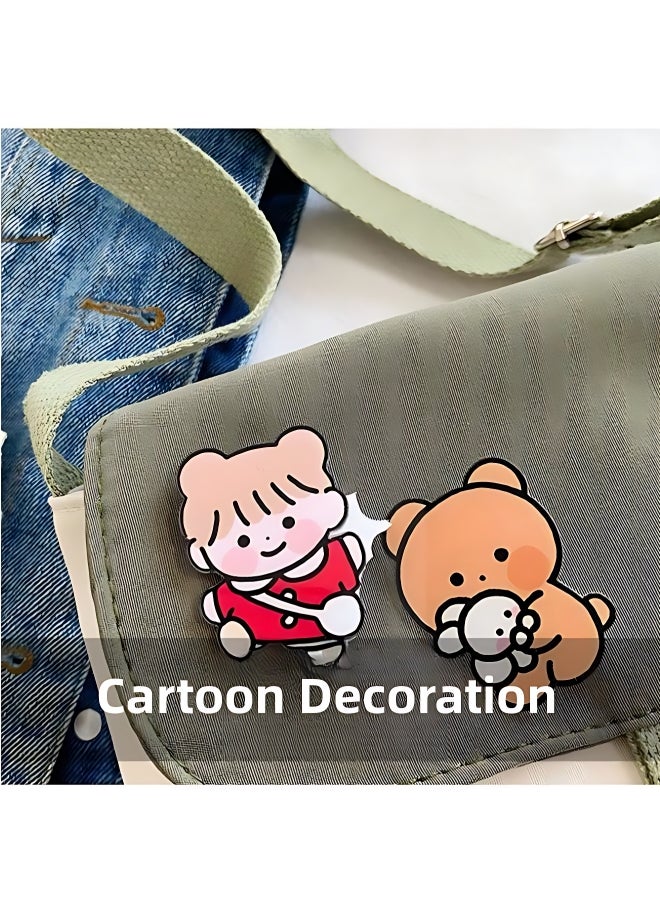 Generic Girls' Cute Shoulder Bag, Crossbody Bag Sling Bag Side Bag Carry Bag with Badge Charm for Students, Canvas Handbag Messenger Bag Satchel Bags Small Bag Tourist Bag Phone Bag for Teenagers and Youth  - Image 5