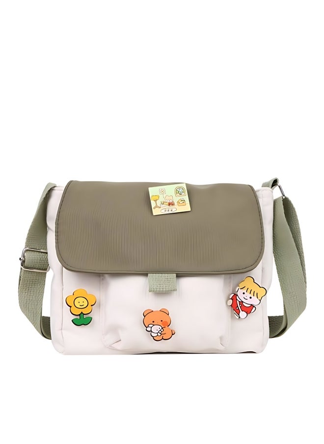 Generic Girls' Cute Shoulder Bag, Crossbody Bag Sling Bag Side Bag Carry Bag with Badge Charm for Students, Canvas Handbag Messenger Bag Satchel Bags Small Bag Tourist Bag Phone Bag for Teenagers and Youth  - Image 1