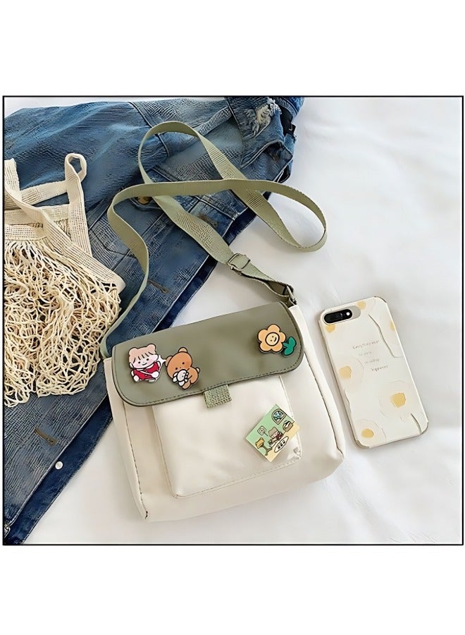 حقيبة كتف لطيفة للفتيات، حقيبة كروس وحقيبة جانبية وحقيبة حمل مع شارة سحرية للطلاب، حقيبة يد من القماش وحقيبة ساعي وحقائب صغيرة وحقيبة سياحية وحقيبة هاتف للمراهقين والشباب - Image 4