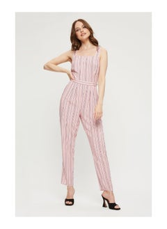 Pink Stripe Square Neck Jumpsuit