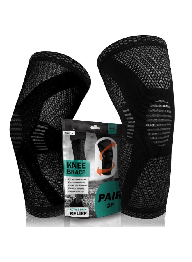 Knee Support for Women/Men, Knee Brace Compression Sleeve Support for Arthritis, Joint Pain, Ligament Injury, Meniscus Tear, ACL, MCL, Tendonitis, Running, Squats, Sports, Black