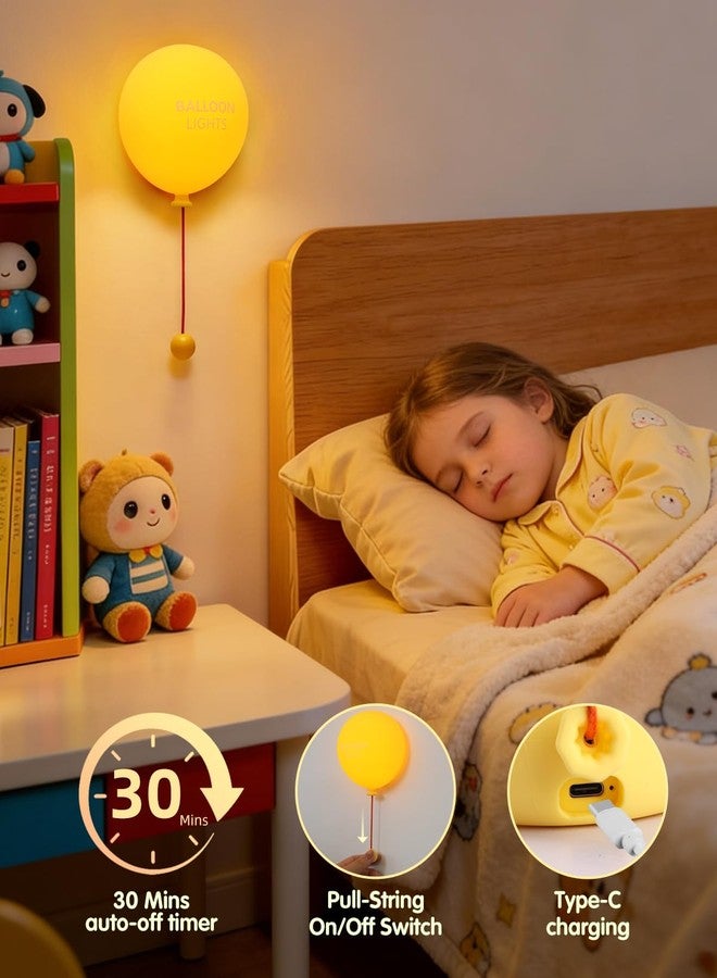 Fuloon Night Light, Balloon Wall Light Rechargeable Bedroom Night Lamp with Timer, Silicone Soft Hallway Lighting for Nursery, Boys, Girls, Children 1 Pc - Image 2