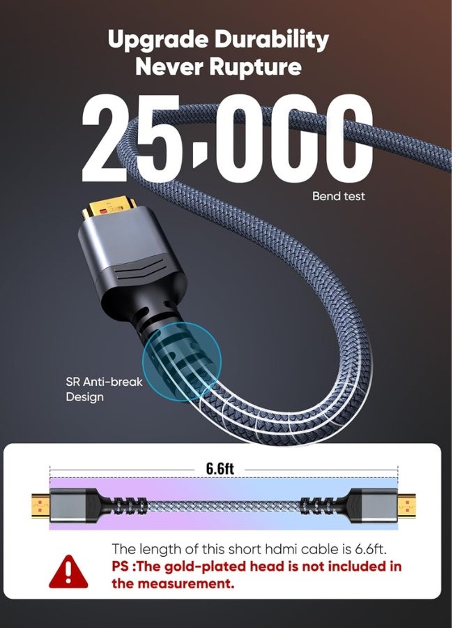 8K UHD HDMI Cable Braided 6.6ft – Ultra High-Speed, Anti-Break Design, Gold-Plated Connectors  - Image 5