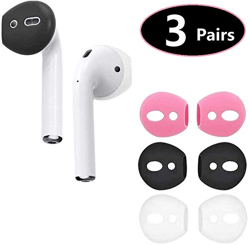 BLLQ Ear Tips Ear Gels Anti-Slip Earuds Cover Silicone Compatible with AirPod 1st gen and 2nd gen., 3 Pairs White/Black/Pink - Image 4