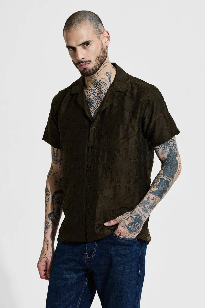 SNITCH Dark Green Textured Box Fit Shirt