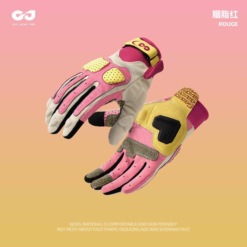 Thickened Cycling Gloves Resistant Adult Motorbike Glove Carmine 