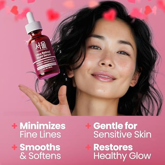 SeoulCeuticals 1% Korean Retinol Night Serum for Face - 97.5% Snail Mucin + Hyaluronic Acid + Bakuchiol, Cruelty Free K Beauty for Sensitive Skin 1oz - Image 2