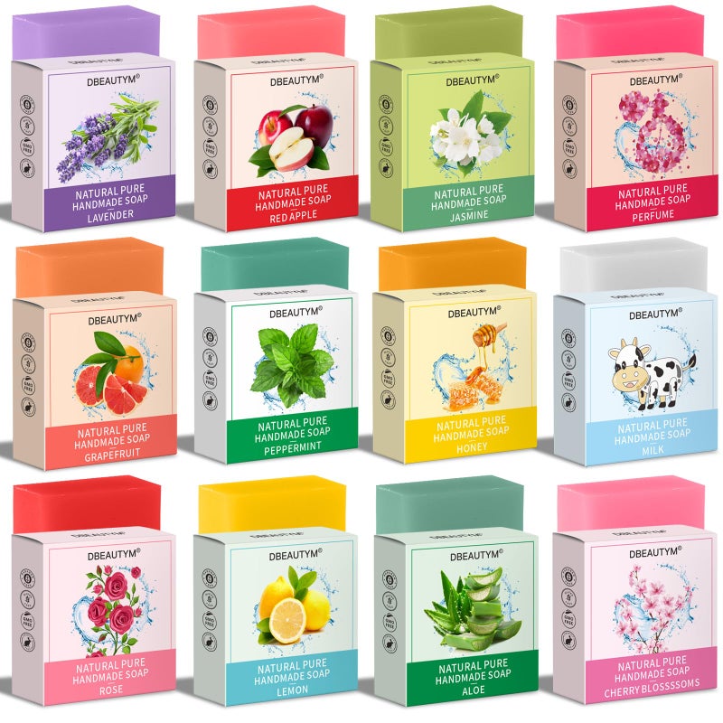 DBEAUTYM 12 Pack Bar Soap Gifts,Stocking Stuffers for Teen Girls,Christmas Gifts for Women,Bridesmaid Gifts,Teacher Appreciation Gifts Nurse Gifts, Natural Plant Fragrance Bath Soaps Travel Size Hands Wash Bar - Image 1