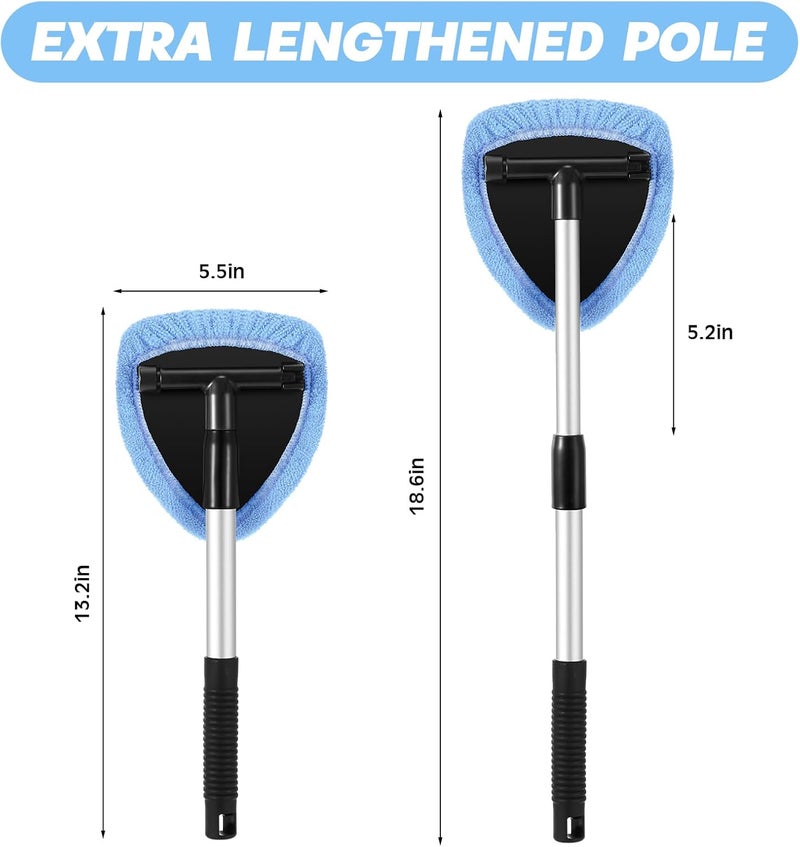 Potchen 8 Pcs Car Windshield Cleaner Tool Kit with Extendable Handle, Microfiber Towel Pads, Brush, Empty Spray Bottle for Auto Glass Wiper Suvs Rvs & Home Windows(Light Blue) - Image 3