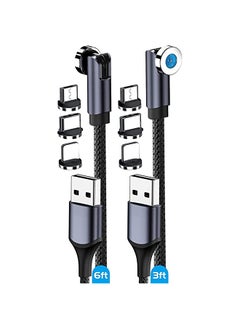 Magnetic Charging Cable, JUYUE 3 in 1 USB Charger Cable [2-Pack,3ft/6ft] Faster Charging Cable,Magnetic Phone Charger 360°& 180°Rotation Magnetic Cable for Micro USB, Type C and All Smartphone