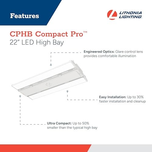 Lithonia Lighting Compact Pro LED High Bay Light, Ceiling Lighting Fixture, 24,000 Lumens, 5000K Daylight, Dimmable LED Work Light for Garage and Warehouse, MVOLT 120-277V (CPHB 24LM MVOLT 50K) - Image 3