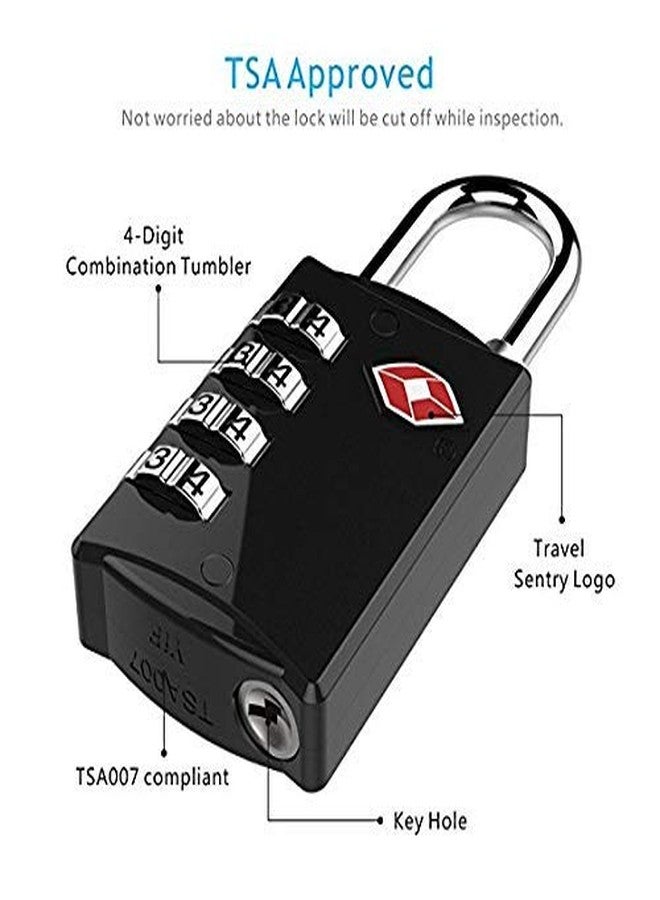 HELLARO Metal 4 Digit US Approved Password Number TSA Lock for Luggage Bag Multicolour | (Peice-2) - Image 4