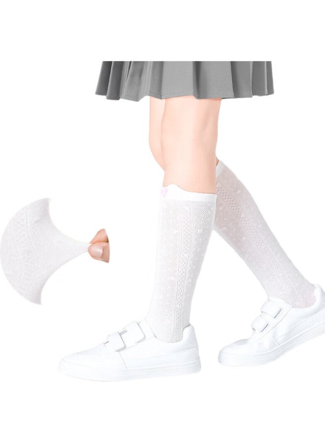 Barbie Girls' Mid-Calf Socks, Children'S Long Socks, Girls' Thin Summer Long Socks, Baby Half-Leg High Socks, White + Pink - Image 3