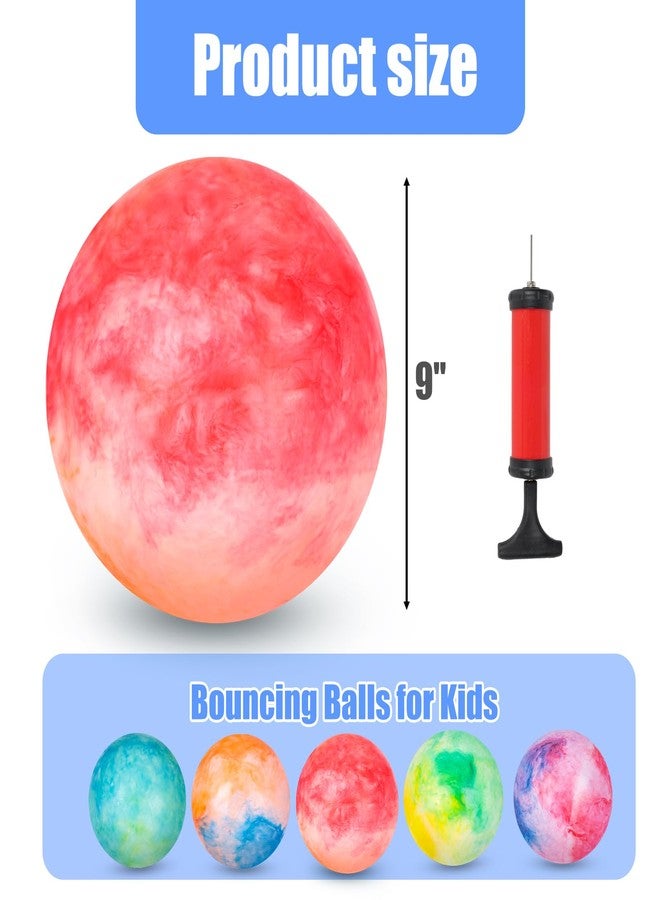 3 otters Inflatable Playground Ball, 5 PCS Marbleized Bouncy Balls 9 Inches Rubber Sensory Kickballs, for Kids Adults Indoor & Outdoor Games, Beach Party Gifts - Image 2