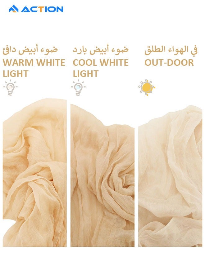 أكشن مفرش طاولة بيج بنمط بوهو لتزيين حفلات الزفاف مقاس 90 × 400 سم، مفرش طاولة من قماش موسلين بنمط ريفي من قماش الشاش لحفلات استقبال المولود واعياد الميلاد - Image 4