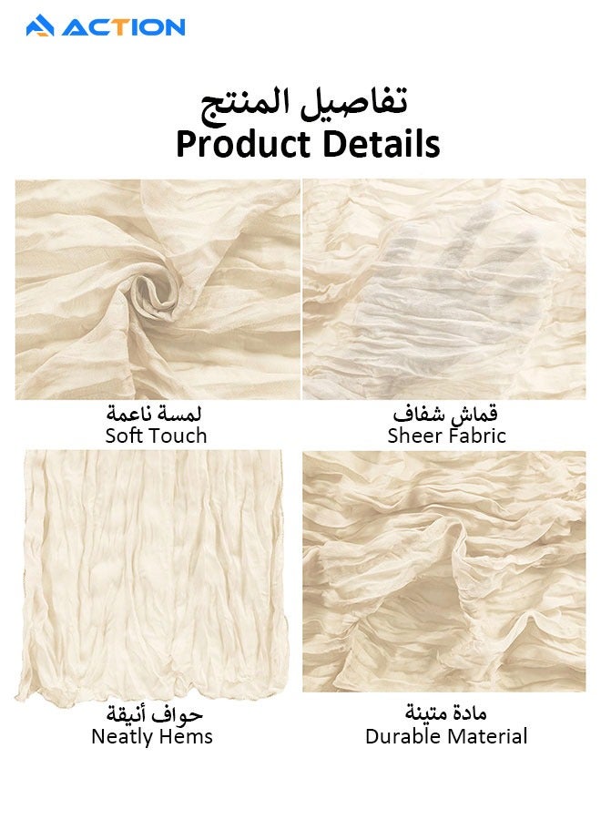 أكشن مفرش طاولة بيج بنمط بوهو لتزيين حفلات الزفاف مقاس 90 × 400 سم، مفرش طاولة من قماش موسلين بنمط ريفي من قماش الشاش لحفلات استقبال المولود واعياد الميلاد - Image 5