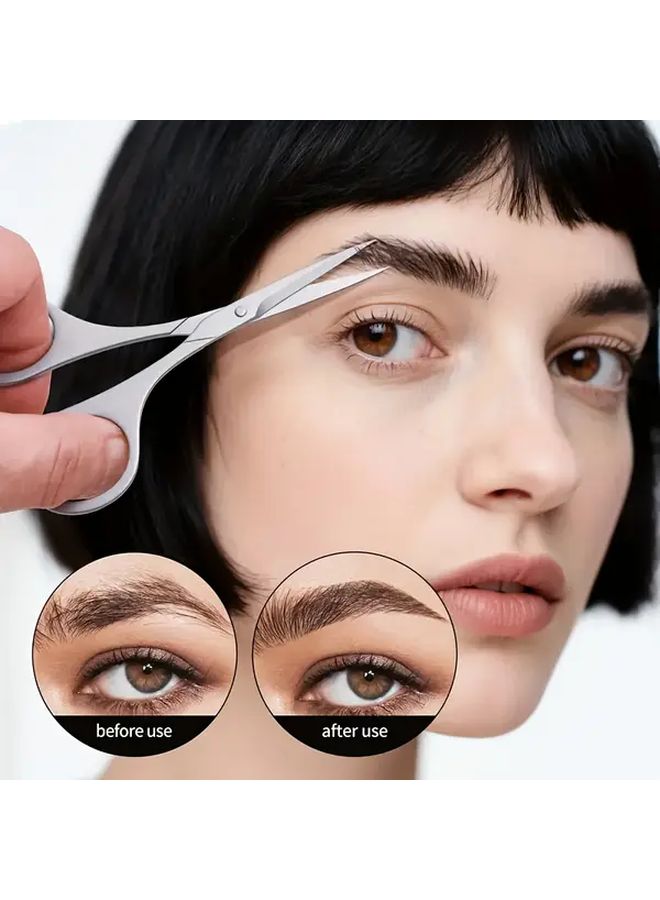 1pc Matte Stainless Steel Scissors For Eyebrow Trimming Beard Grooming Hair Cutting Unisex Beauty Styling Tool - Image 1