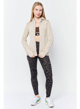 Adidas Women Sportswear Fit Long Sleeve Running Track Jacket, Beige  - Image 2