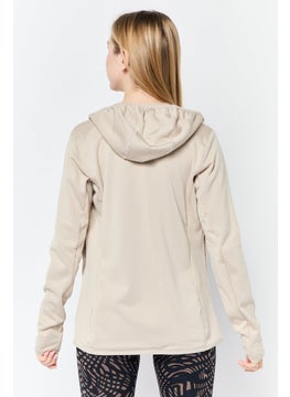 Adidas Women Sportswear Fit Long Sleeve Running Track Jacket, Beige  - Image 4