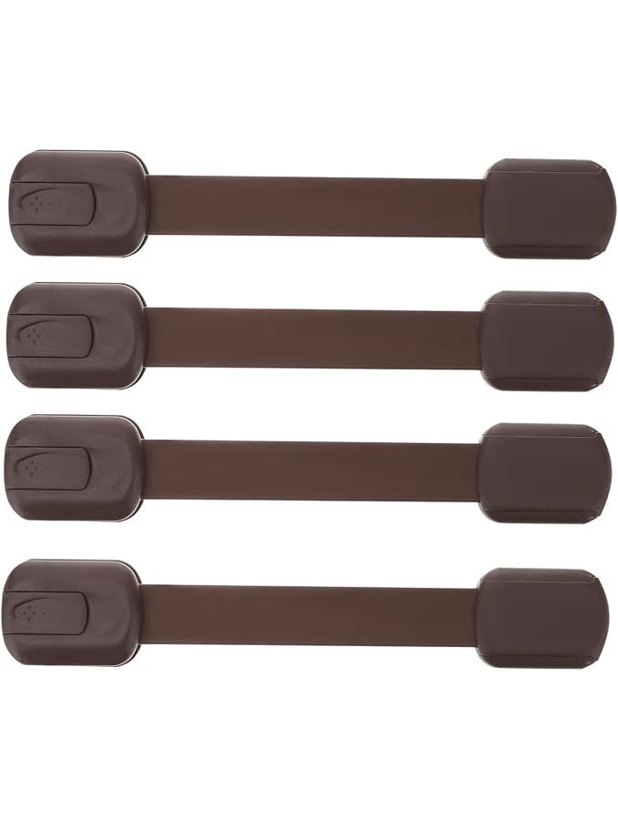 Safety Strap Locks 4 Pack 19 20 X 3 40 X 1 00 CM Brown Child Proof Cabinet Locks Easy Peel Stick Latches For Ovens And Cabinets - Image 1