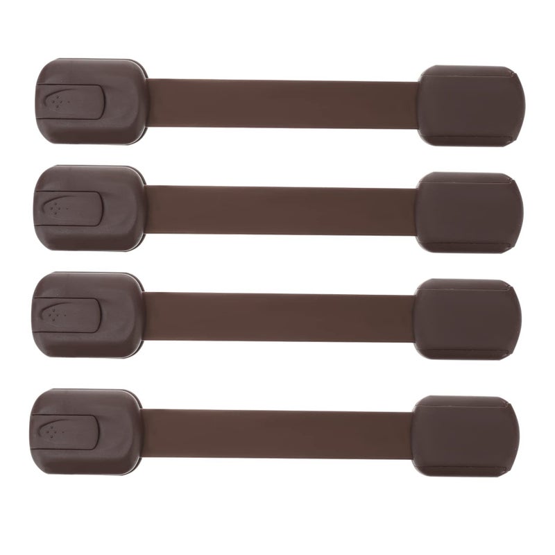 Safety Strap Locks 4 Pack 19 20 X 3 40 X 1 00 CM Brown Child Proof Cabinet Locks Easy Peel Stick Latches For Ovens And Cabinets - Image 2