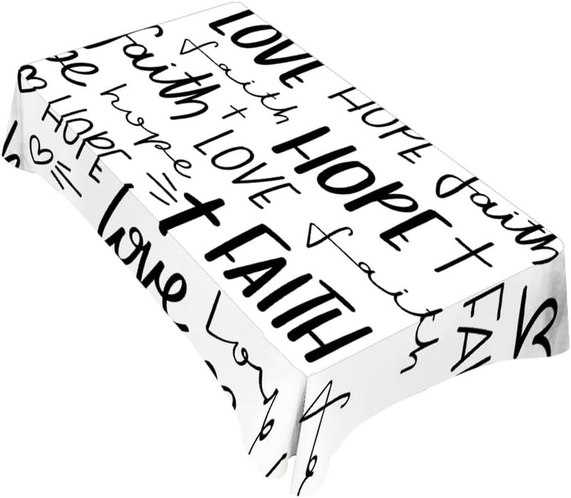TKS MITLAN Alphabet Tablecloth 60x84 Inch Rectangular Hope Faith Love Heart Shape Different Fonts Oblong Table Cloth Kitchen Table Decorations for Home Dinner Party - Image 1
