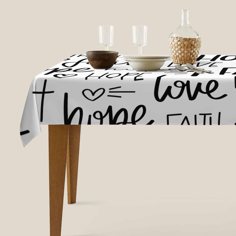 TKS MITLAN Alphabet Tablecloth 60x84 Inch Rectangular Hope Faith Love Heart Shape Different Fonts Oblong Table Cloth Kitchen Table Decorations for Home Dinner Party - Image 5