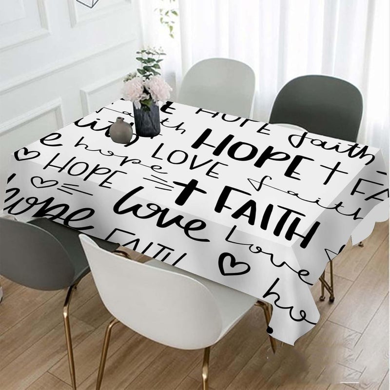 TKS MITLAN Alphabet Tablecloth 60x84 Inch Rectangular Hope Faith Love Heart Shape Different Fonts Oblong Table Cloth Kitchen Table Decorations for Home Dinner Party - Image 2