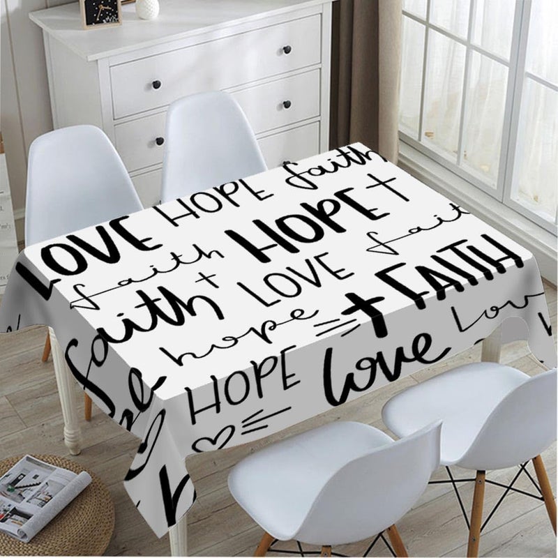 TKS MITLAN Alphabet Tablecloth 60x84 Inch Rectangular Hope Faith Love Heart Shape Different Fonts Oblong Table Cloth Kitchen Table Decorations for Home Dinner Party - Image 4