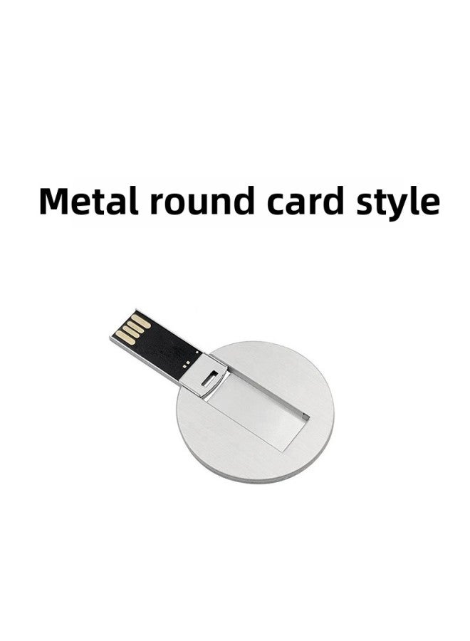 Card U Disk 32g Card Exhibition Enterprise Lettering Logo Business Card Card Wedding Creative Bidding Disk USB-Color:Metal Round Card Style-Capacity:32GB - Image 1