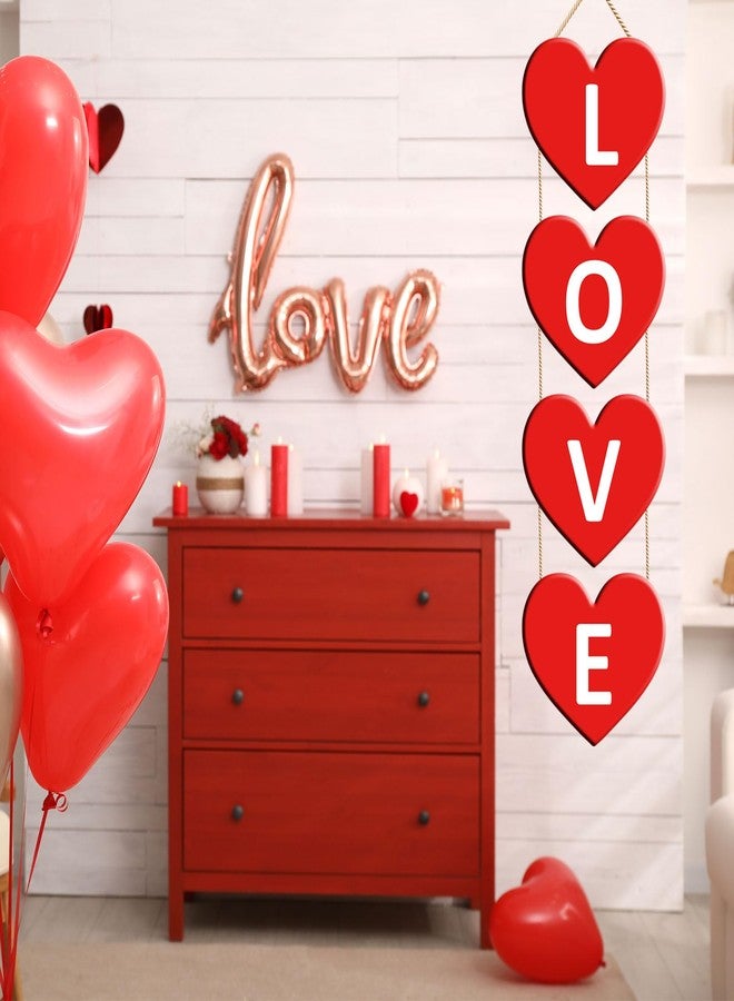 Demonwer Valentine's Day Door Sign Hanging Red Heart Love Wood Door Hanger Heart Shaped Door Decoration for Wedding, Party, Anniversary, Home - Image 4