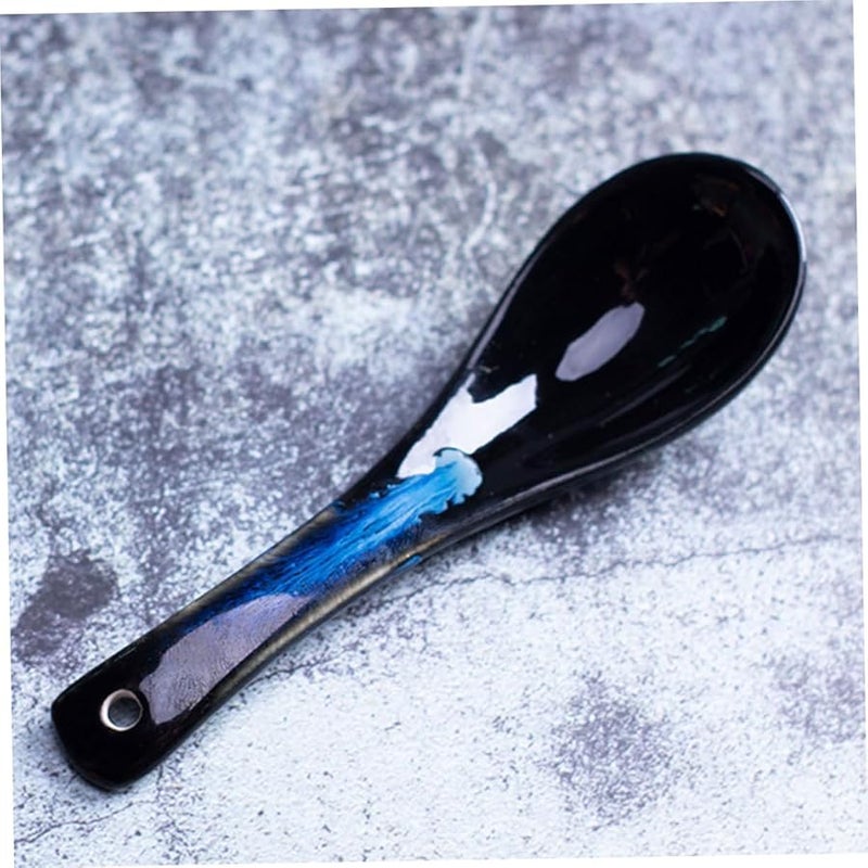 Blue Ceramic Spoons 2 Pack Multi Function Tea Soup Dessert Ramen Appetizer - Image 5