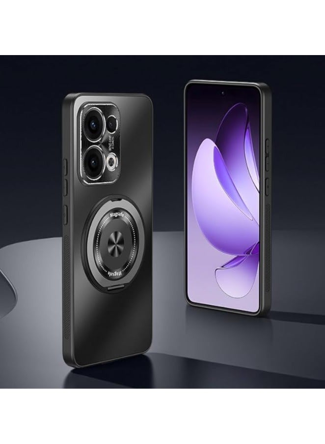 Frosted Magnetic Case Compatible with OPPO Reno 13, 360 ° Rotating Bracket Frosted Shell, Earthquake and Fall Resistant Cover for OPPO Reno 13 - Image 1