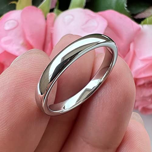 TUTISS 3mm White Tungsten Rings for Women Men Engagement Wedding Bands Domed Polished Comfort Fit Size 9.5 - Image 5