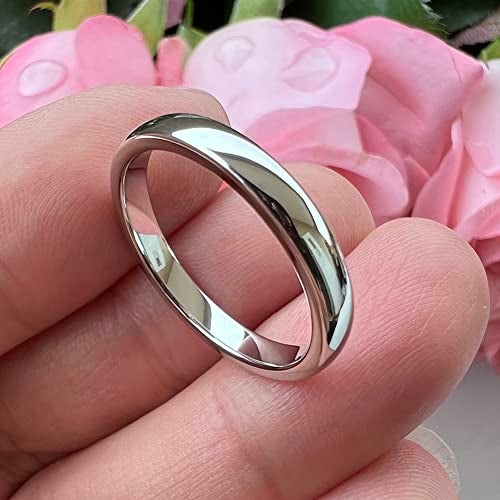 TUTISS 3mm White Tungsten Rings for Women Men Engagement Wedding Bands Domed Polished Comfort Fit Size 9.5 - Image 3
