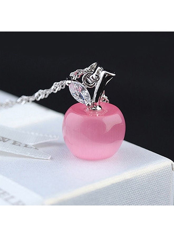 NIBEMINENT 925 Sterling Silver Apple Cat's Eye Stone Pendant - Image 2