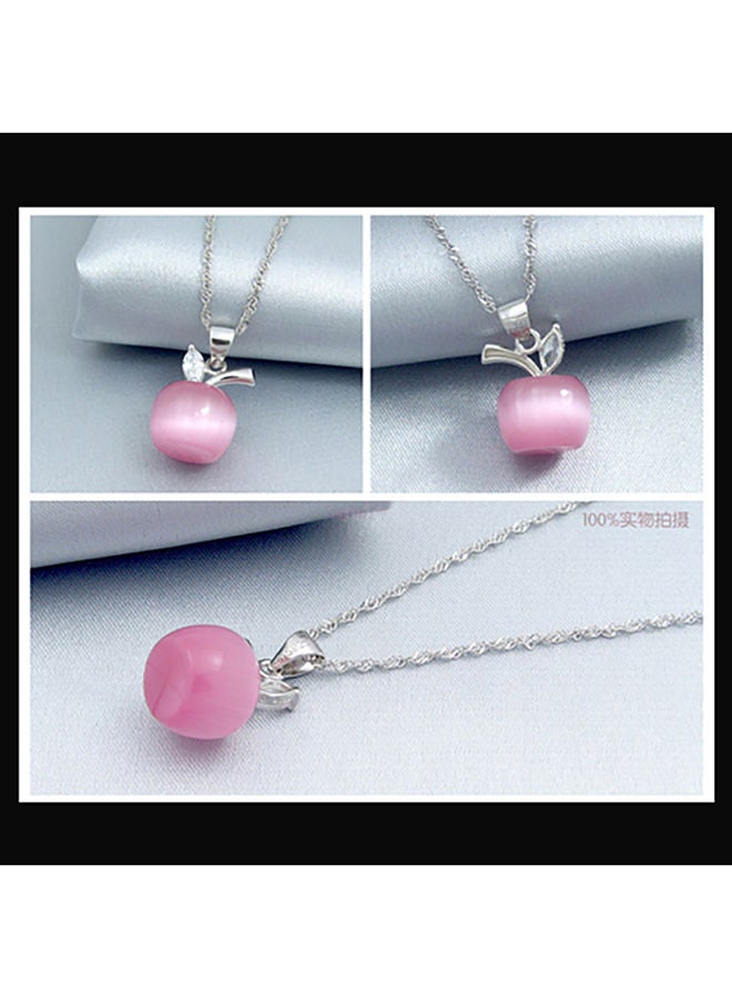 NIBEMINENT 925 Sterling Silver Apple Cat's Eye Stone Pendant - Image 3