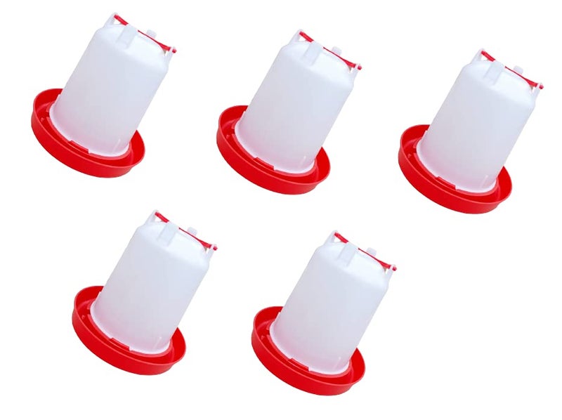 TMW TM&W Plastic Semi Automatic Feeder and Drinker, Water System & Feeding System for All Birds (Qty - Drinker 1.5 LTR 5 Pieces), White - Image 2