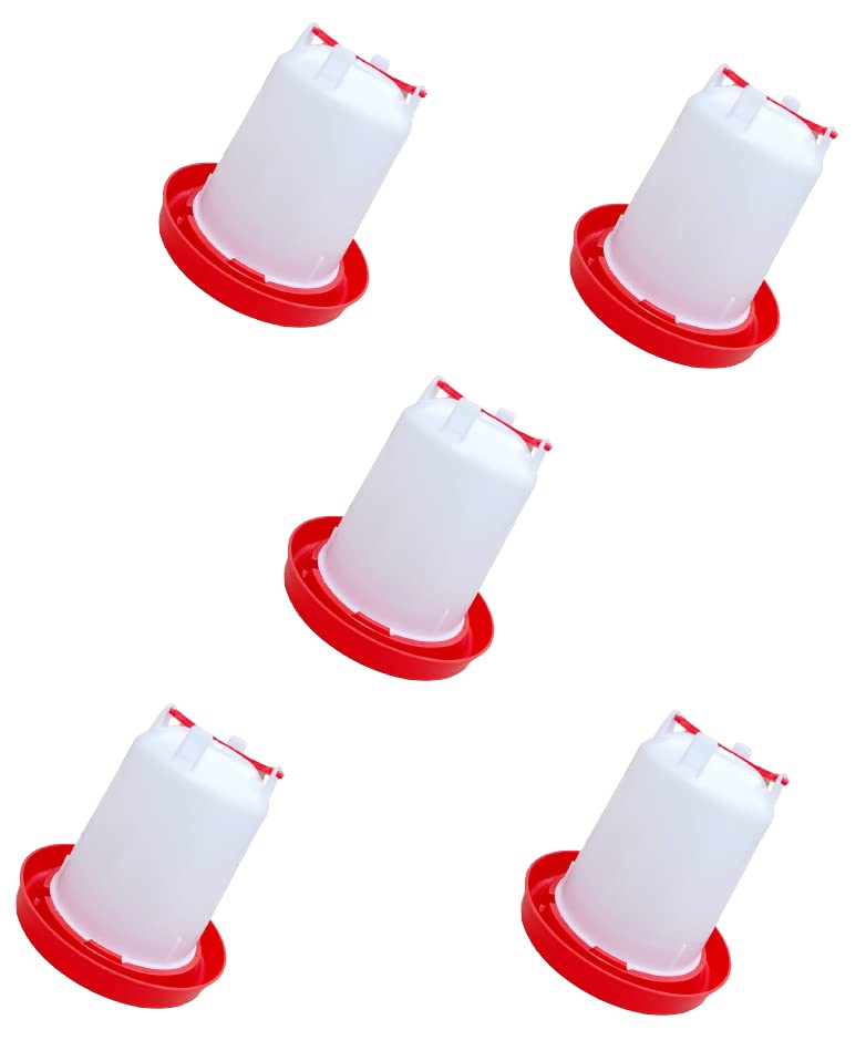 TMW TM&W Plastic Semi Automatic Feeder and Drinker, Water System & Feeding System for All Birds (Qty - Drinker 1.5 LTR 5 Pieces), White - Image 3