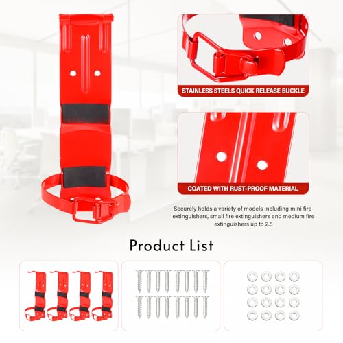DARCKLE 4Pack 2.5LB Fire Extinguisher Mount Bracket,for Vehicle,Car, Boat, Truck,Home,Extinguisher Mount Holder Wall Mount,Fire Extinguisher Hanger - Image 3