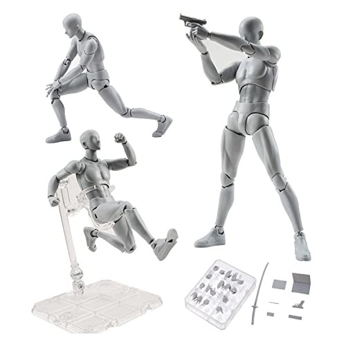 Haniforever Artists Manikin Art Mannequin Figures Supplies Drawing ToolsSmall Drawing Figure Model for SketchingPaintingAction Figure SetGreyMale - Image 1