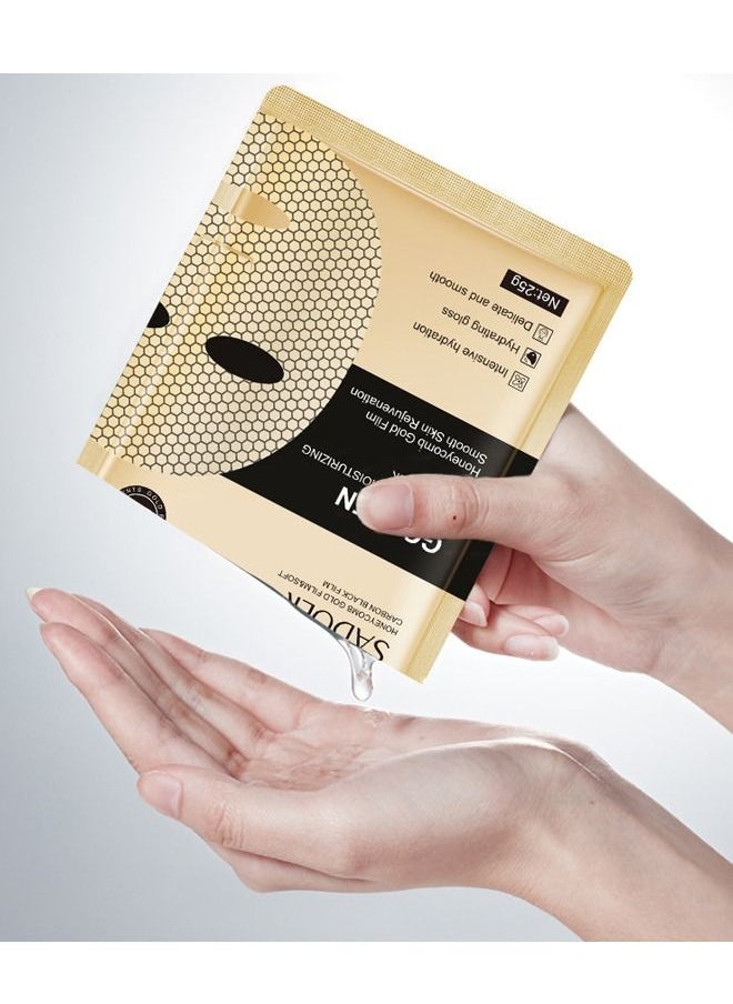 SADOER - 5Pcs Honeycomb Gold Facial Mask, Luxury Wrinkles Face Lifting Mask, Peel Off Moisturizing Facial Sheets helps reducing Fine Lines, Skin Slackening, Anti Aging, Hydrating, Soothing - Image 1