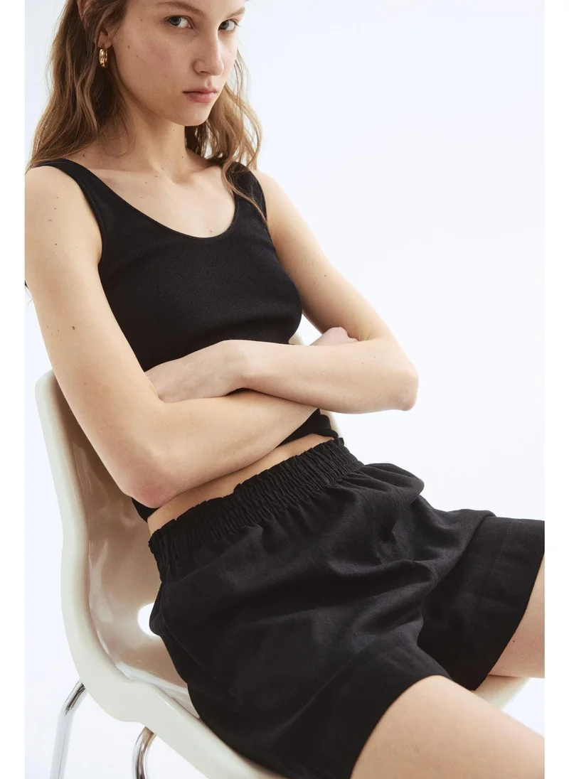 اتش اند ام Linen-blend shorts