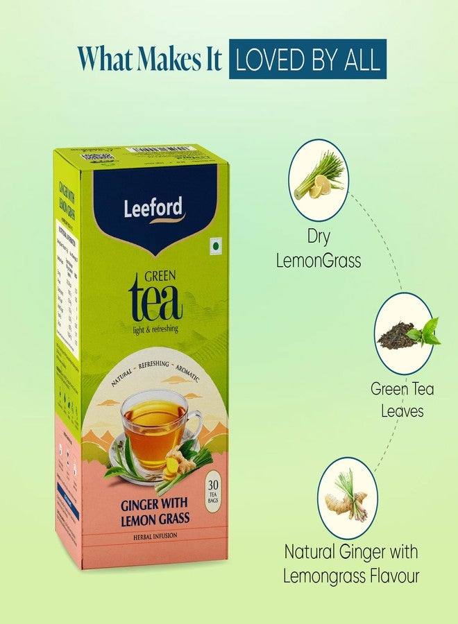 Leeford Ginger Lemongrass Green Tea 30 Tea Bags (Pack of 2) | All Natural Flavour | Zesty Immunity Booster | Antioxidant Powerhouse | 100% Natural Digestion Aid | Brews Best with Added Honey | Milk-Free & Fuss-Free - Image 4