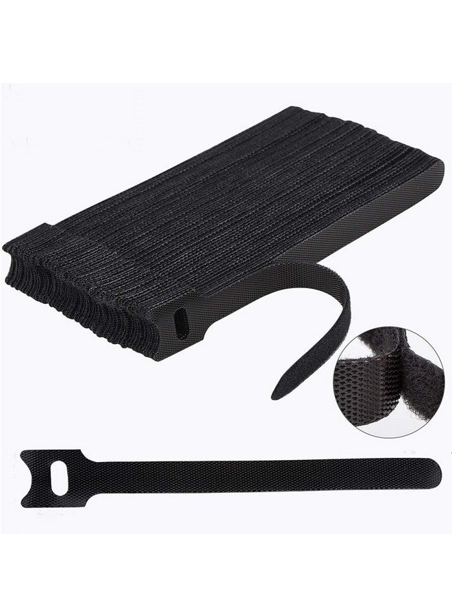 Hian Cable Organizer Hook & Loop Ties - Reusable Wire Management Straps for PCs, TVs, Desks & WFH Accessories - Durable Cord Holder for Tidy Spaces - (60-Piece,Black) - Image 1