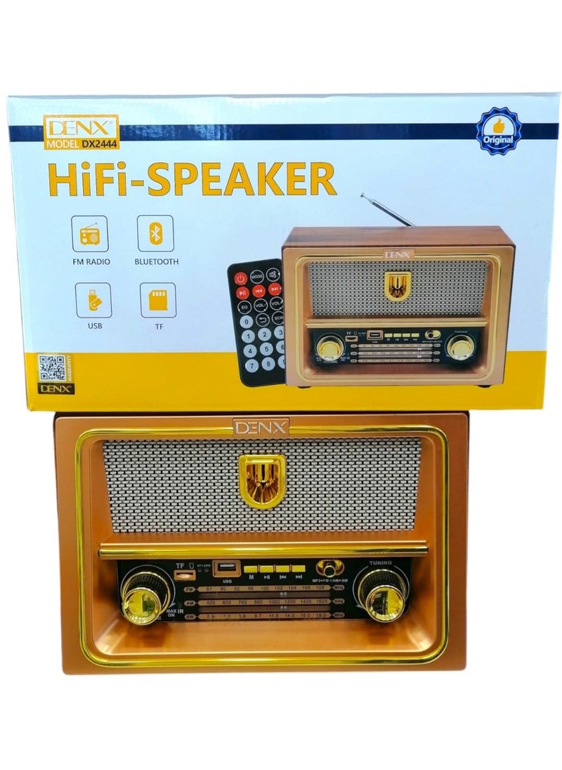 Denx Rechargeable Hi-Fi Radio With Remote Control, Large Capacity Battery, Portable, Retro Style Fm Radio, Support Bluetooth, Sd Card Slot, Usb  - Image 2