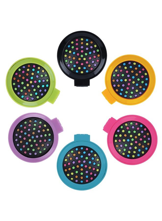 Happy Trees 6 PCS Round Travel Hair Brush with Mirror Folding Pocket Hair Brush Mini Hair Comb with Makeup Mirror for Travel (Set of 6) (Dark Colours) - Image 2