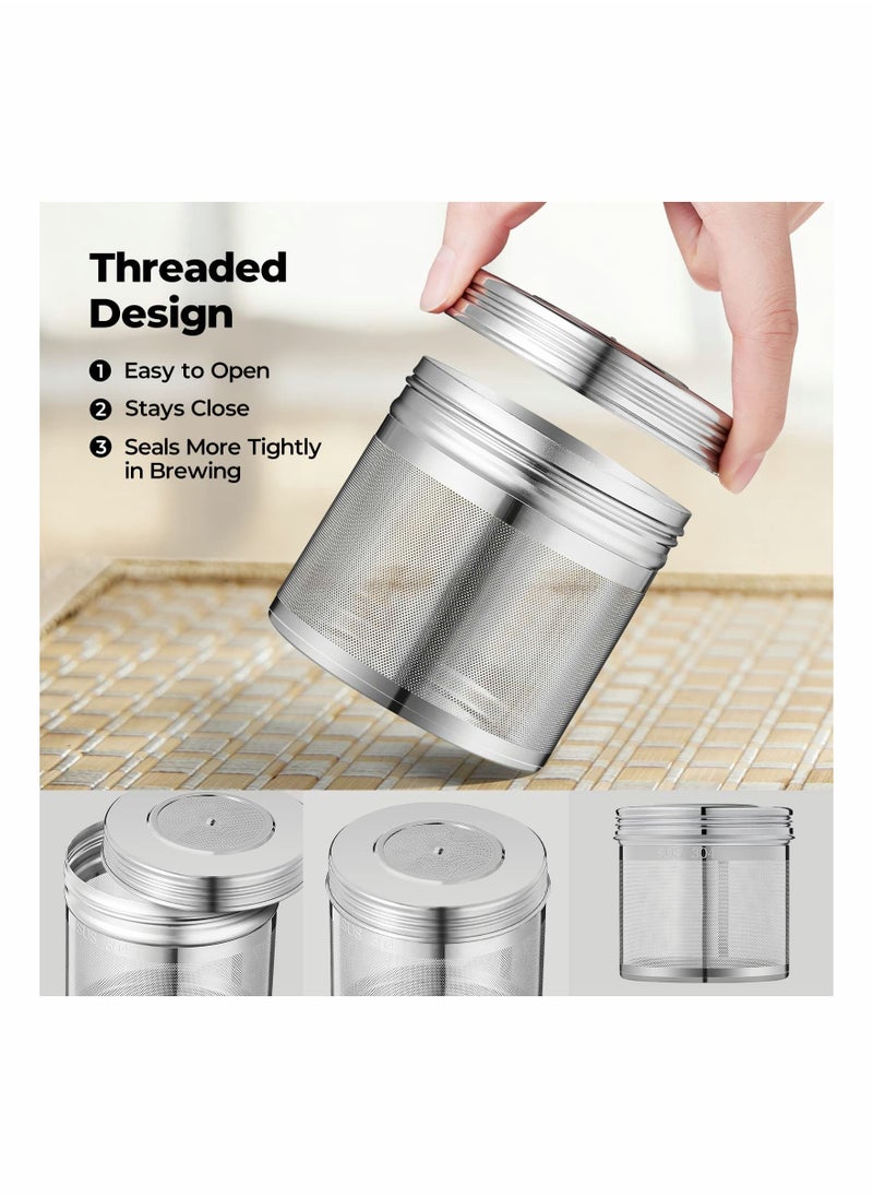 Y&D - Tea Infuser, 2 Pcs Large Capacity Strainer, Extra Fine Mesh Filter, 304 Stainless Steel with Threaded Lid and Extended Chain Hook to Brew Loose Leaf Herb Iced Soup Coffee - Image 1